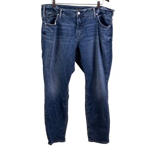 Silver Boyfriend Distressed Blue Denim Jeans High Rise 20x29 Actual (21x31)